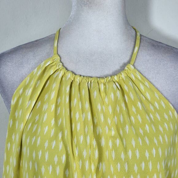 Worthington Yellow Print Halter Style Blouse Size Large NWOT Yellow Print Top - Picture 2 of 11
